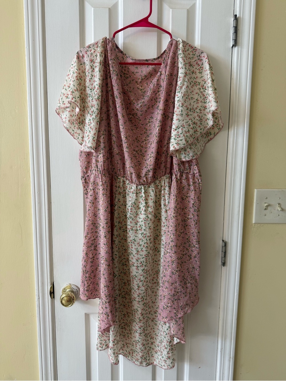 SHEIN Floral Pink and Cream Tiered Dress